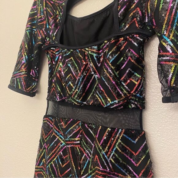 WEISSMAN Dance costume rainbow sequin unitard Applause 12823 SA Small adult - Picture 6 of 12